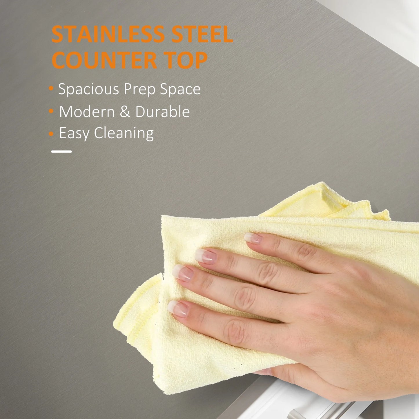 HOMCOM Stainless Steel Top Kitchen Island Cart On Wheels