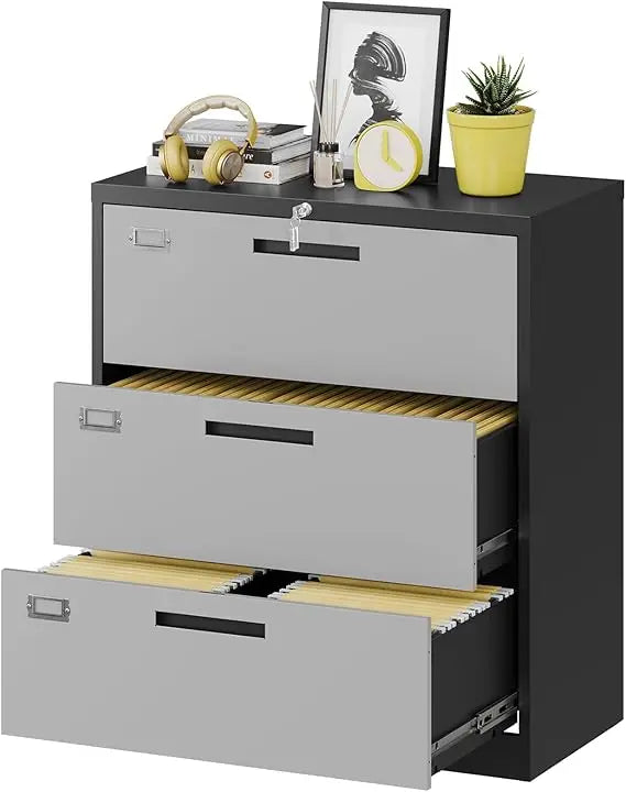 3 Drawer Lateral File Cabinet With Lock For Home Office