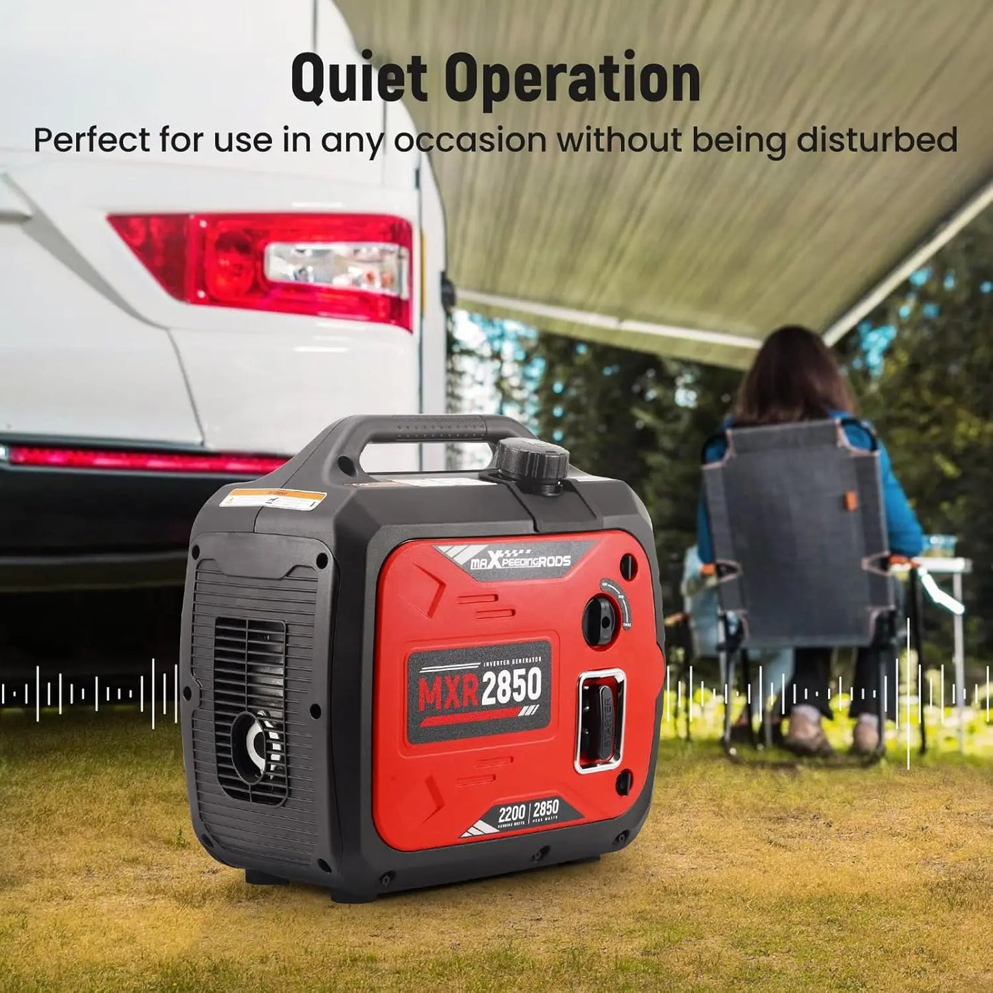 XMSJ 2850 Watt Portable Inverter Generator Gas Powered EPA Compliant CO Alarm Compact Outdoor