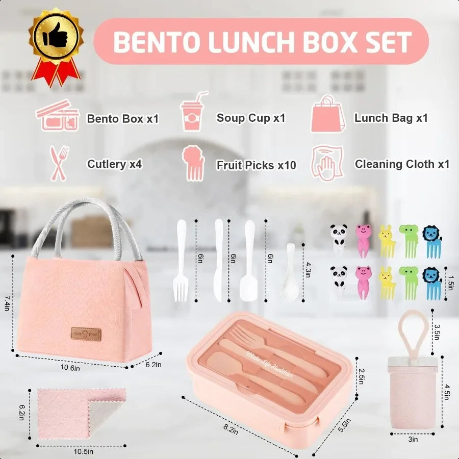 Leakproof Bento Lunch Box Set With Bag And Spoon Kit