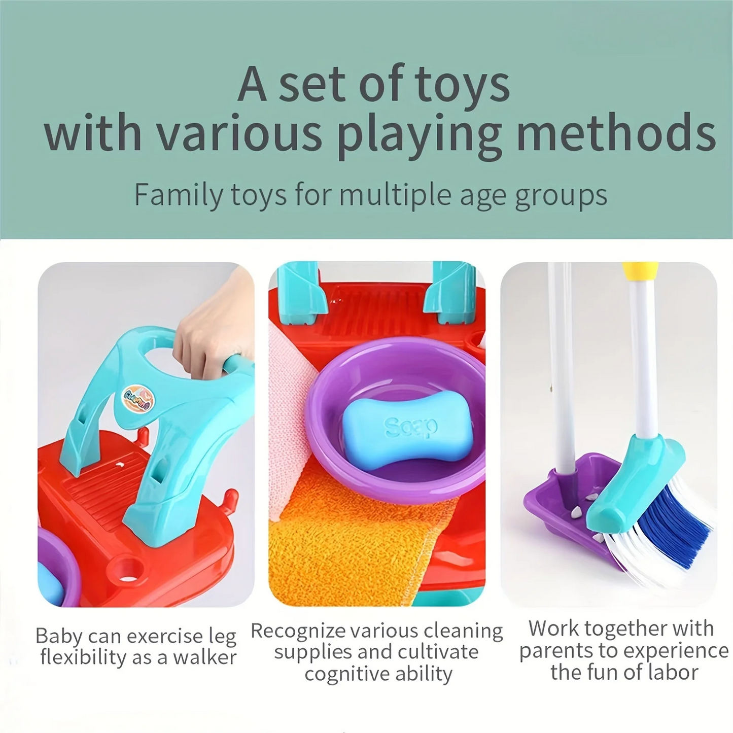 Jovow Kids Cleaning Set 12 Piece Pretend Play Toys