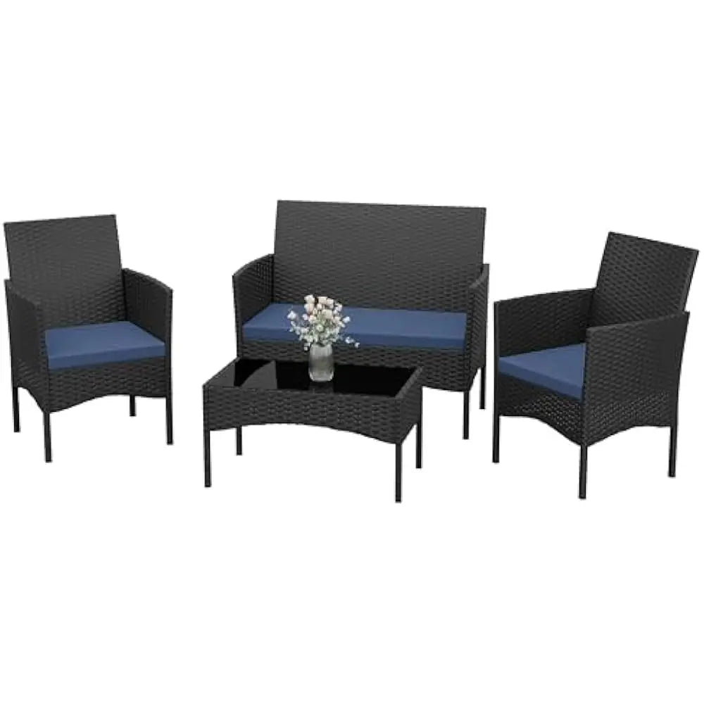 Garden Furniture Set 4 Piece Outdoor Wicker Rattan Lounge