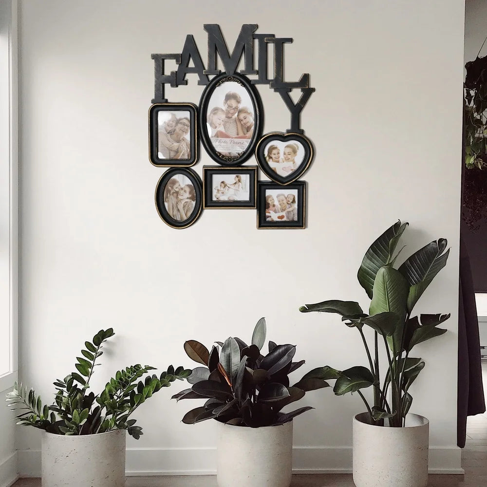 XMSJ Family Distressed Photo Collage Frame Holds Six Pictures