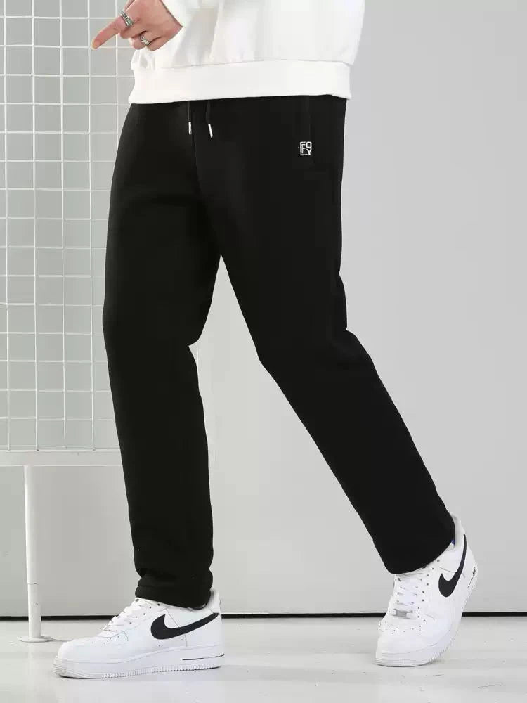 Anbican Winter Men's Fleece Joggers With Zip Pockets