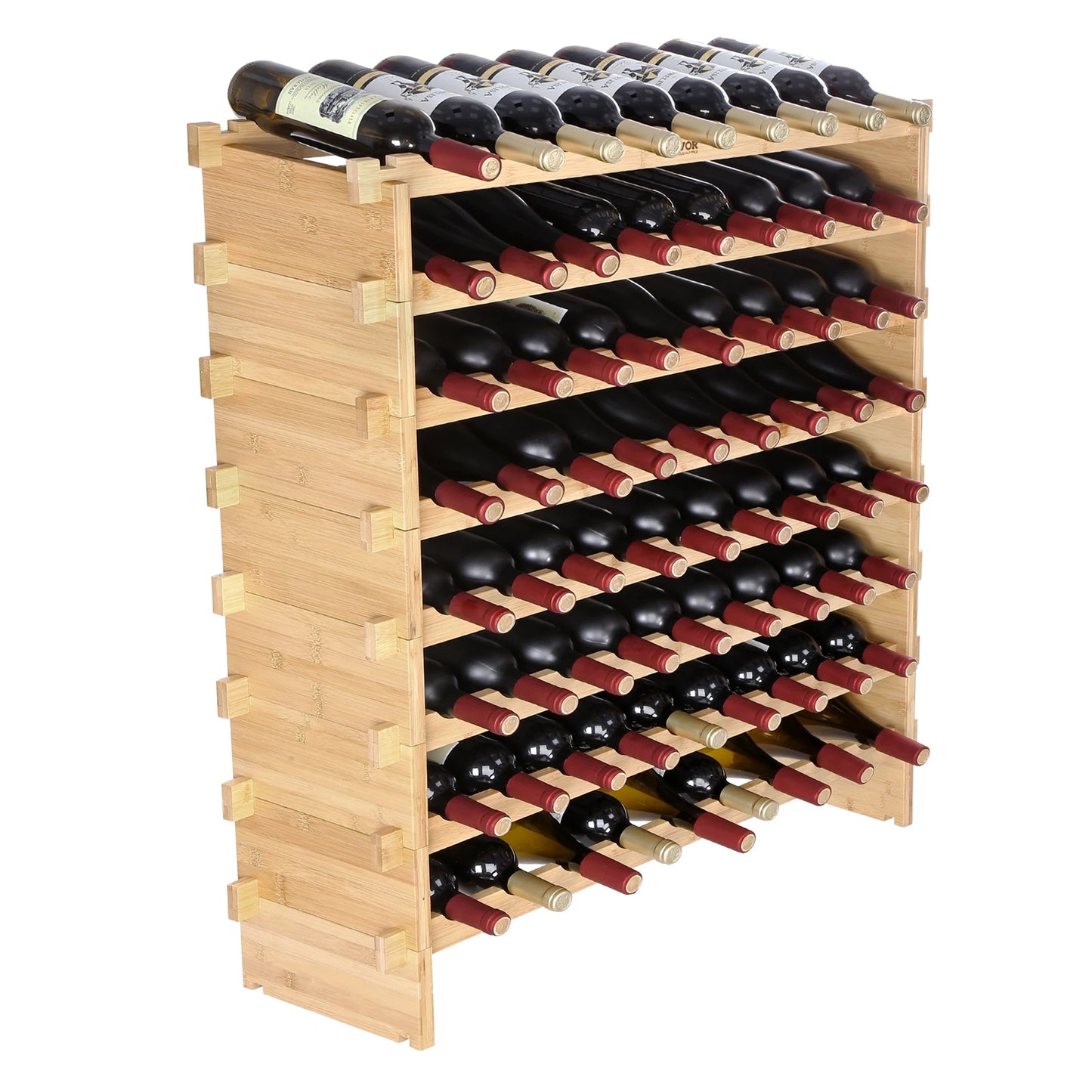 SucceBuy Eight Tier Bamboo Stackable Wine Rack Free Standing