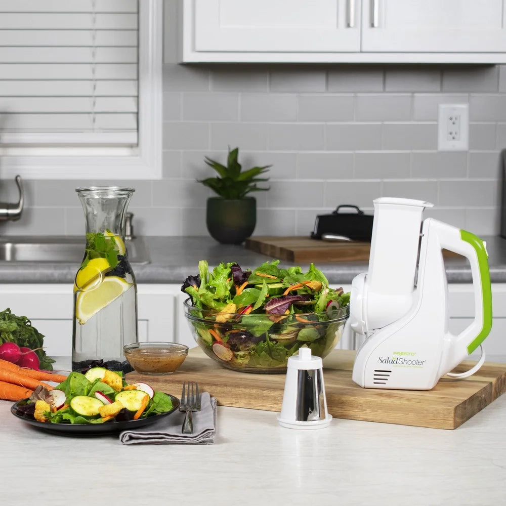 XMSJ Electric Salad Shooter Slicer Shredder Easy Clean Dishwasher Safe Compact Kitchen Tool For Fruits Vegetables Nuts