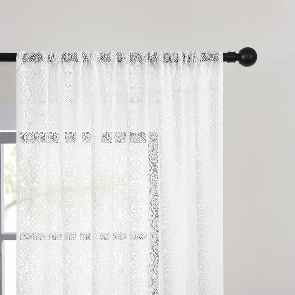 Jiangsu Tulle Circle Pattern Sheer Voile Curtains 2-Pack