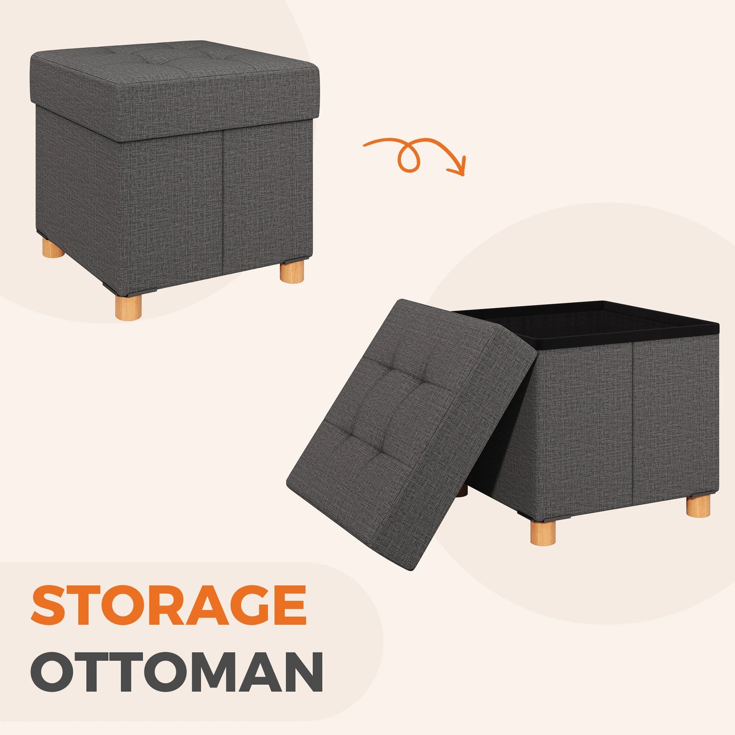 JHK Cube Storage Ottoman Bench With Hidden Storage