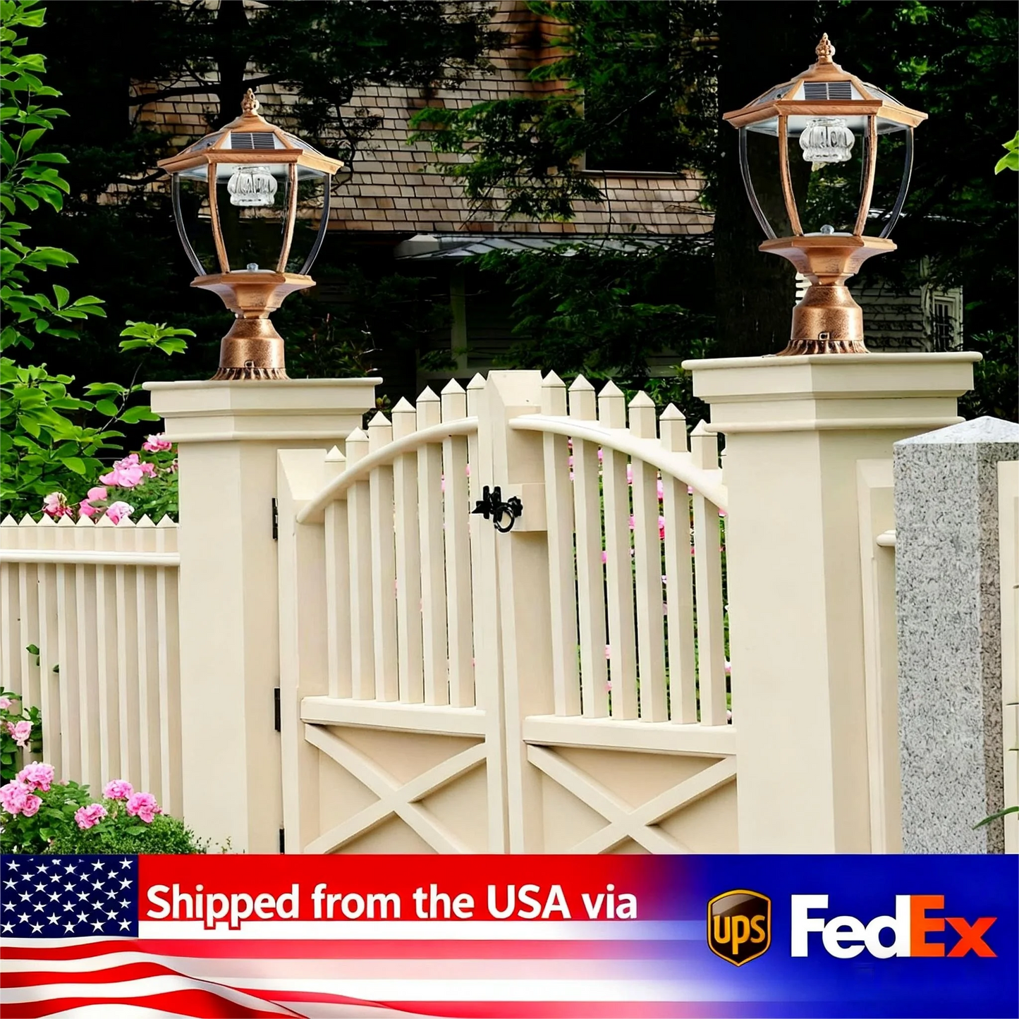 ARLGSITE Solar LED Post Light Outdoor Garden Lamp 2 Pack