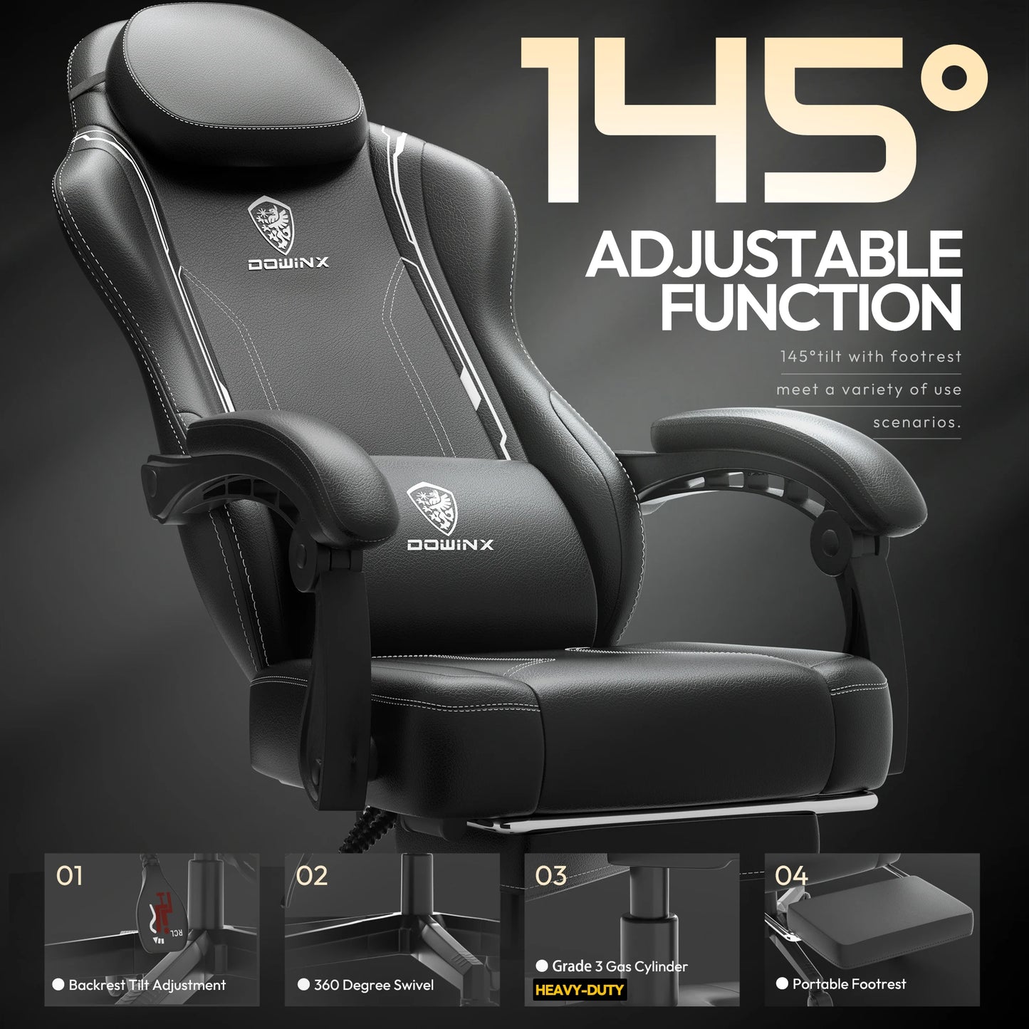Dowinx Gaming Chair With Pocket Spring Cushion And Lumbar Support
