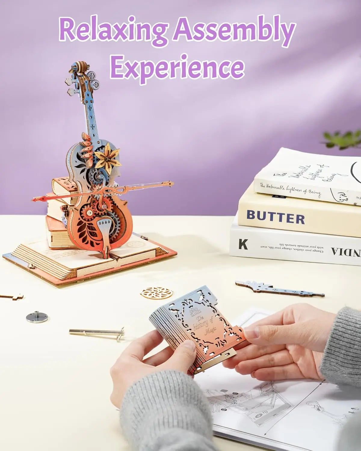 ROKR 3D Magic Cello Mechanical Music Box Puzzle Set