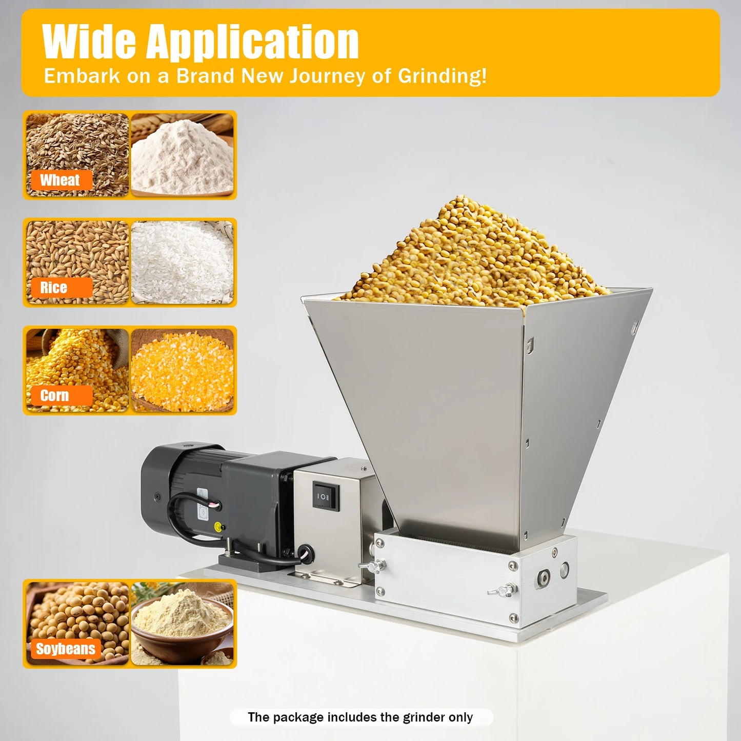 Electric Grain Crusher Stainless Steel Grinder For Corn Wheat 220V