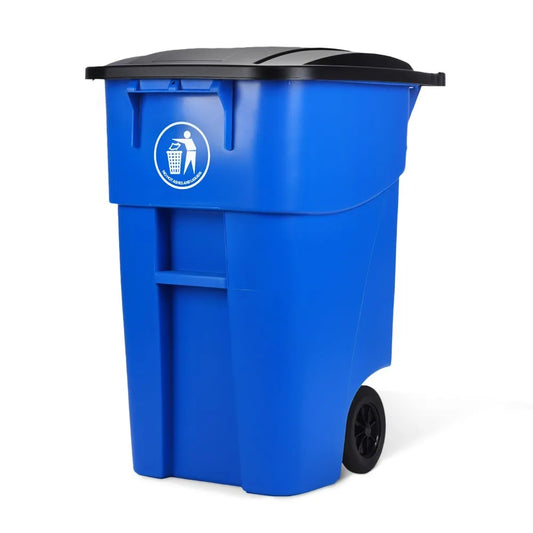 Trash Can With Lid Rollout Recycling Bin, Wheeled Outdoor