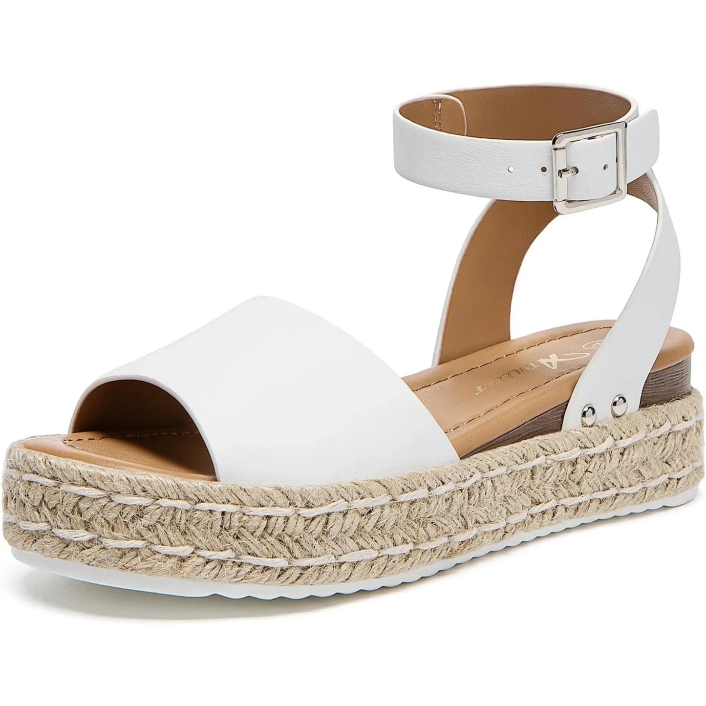 Athlefit Womens Platform Espadrille Wedge Sandals Open Toe Buckle