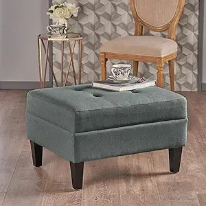 DAFIFY 3-in-1 Foot Stool Ottoman End Table Padded Fabric Upholstery