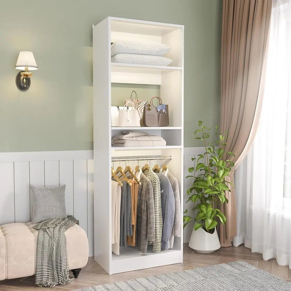 Adjustable Clothing Organizer With Garment Rack For Walk In Closet
