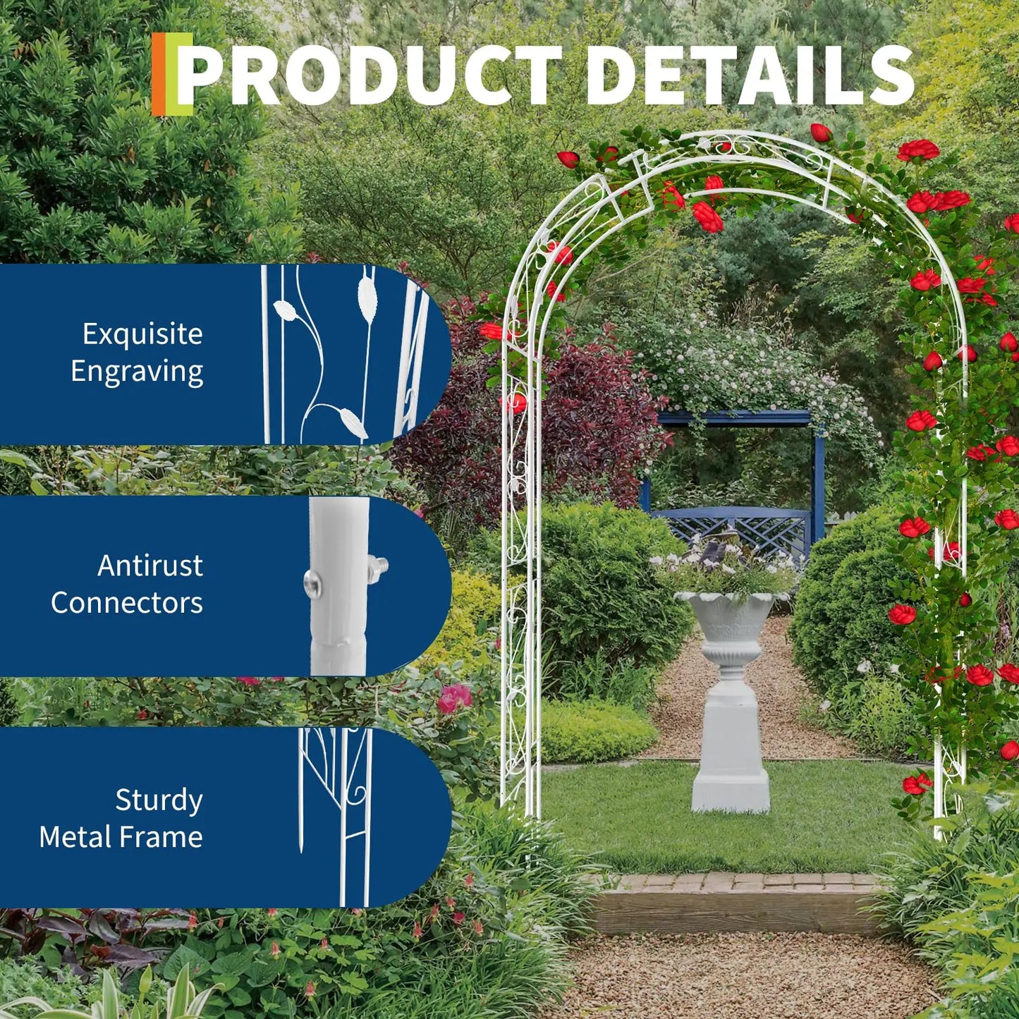 HiMISSCN Metal Garden Arch Arbor for Climbing Plants and Wedding Arches