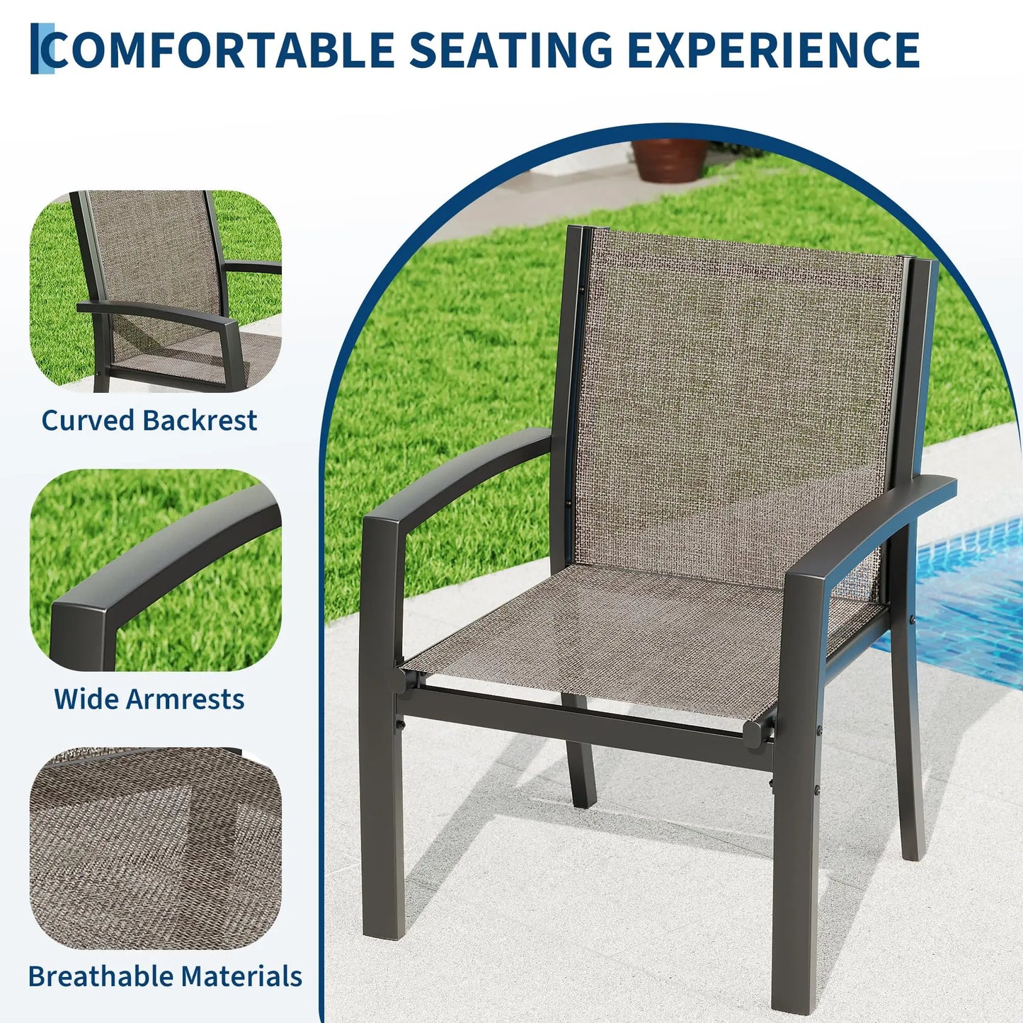 HobbyLane Modern 4-Piece Metal Patio Set With Textilene Mesh