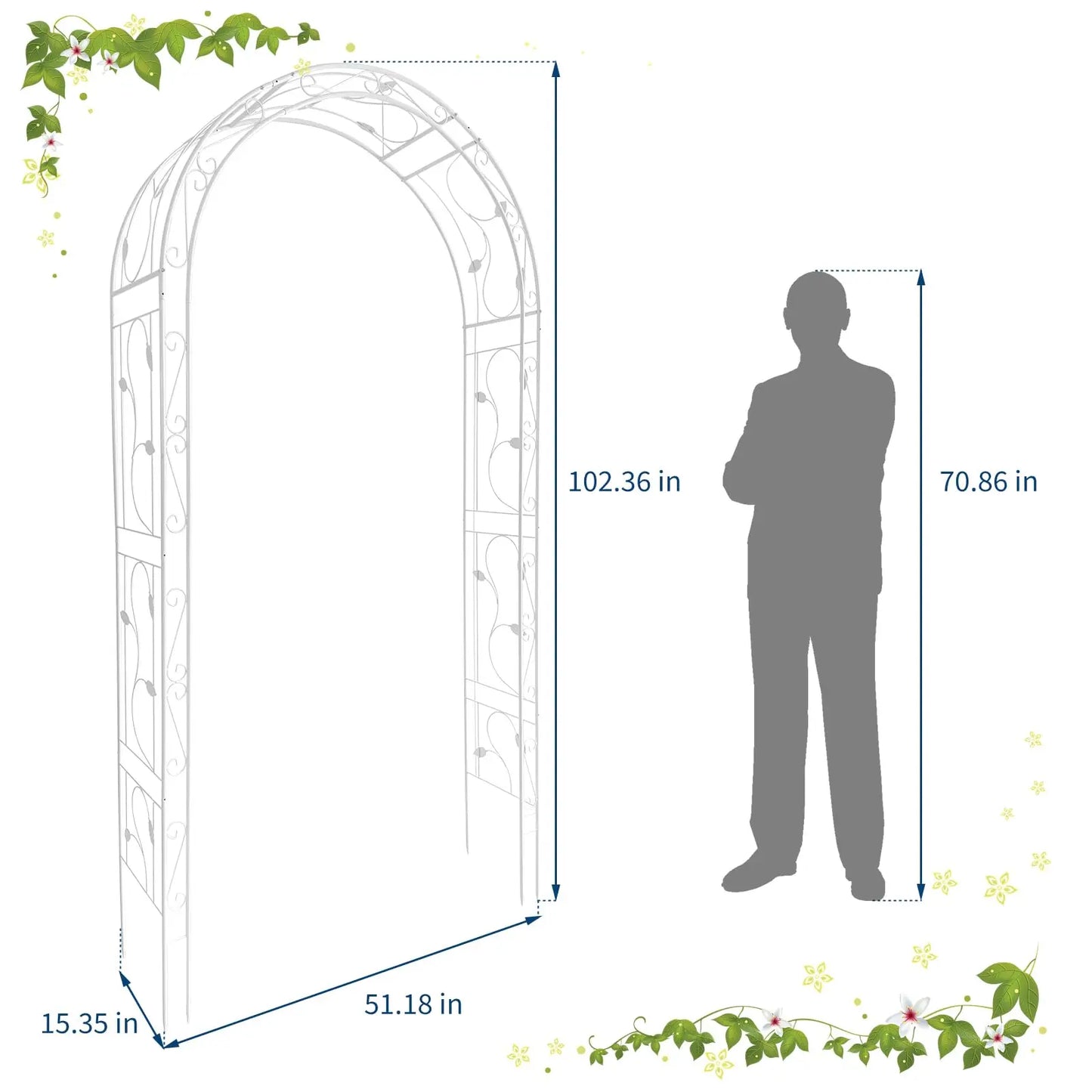 HiMISSCN Metal Garden Arch Arbor for Climbing Plants and Wedding Arches