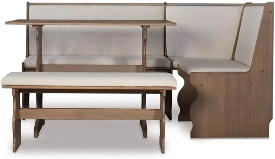 XMSJ Patio Conversation Dining Nook Set 3 Piece Furniture