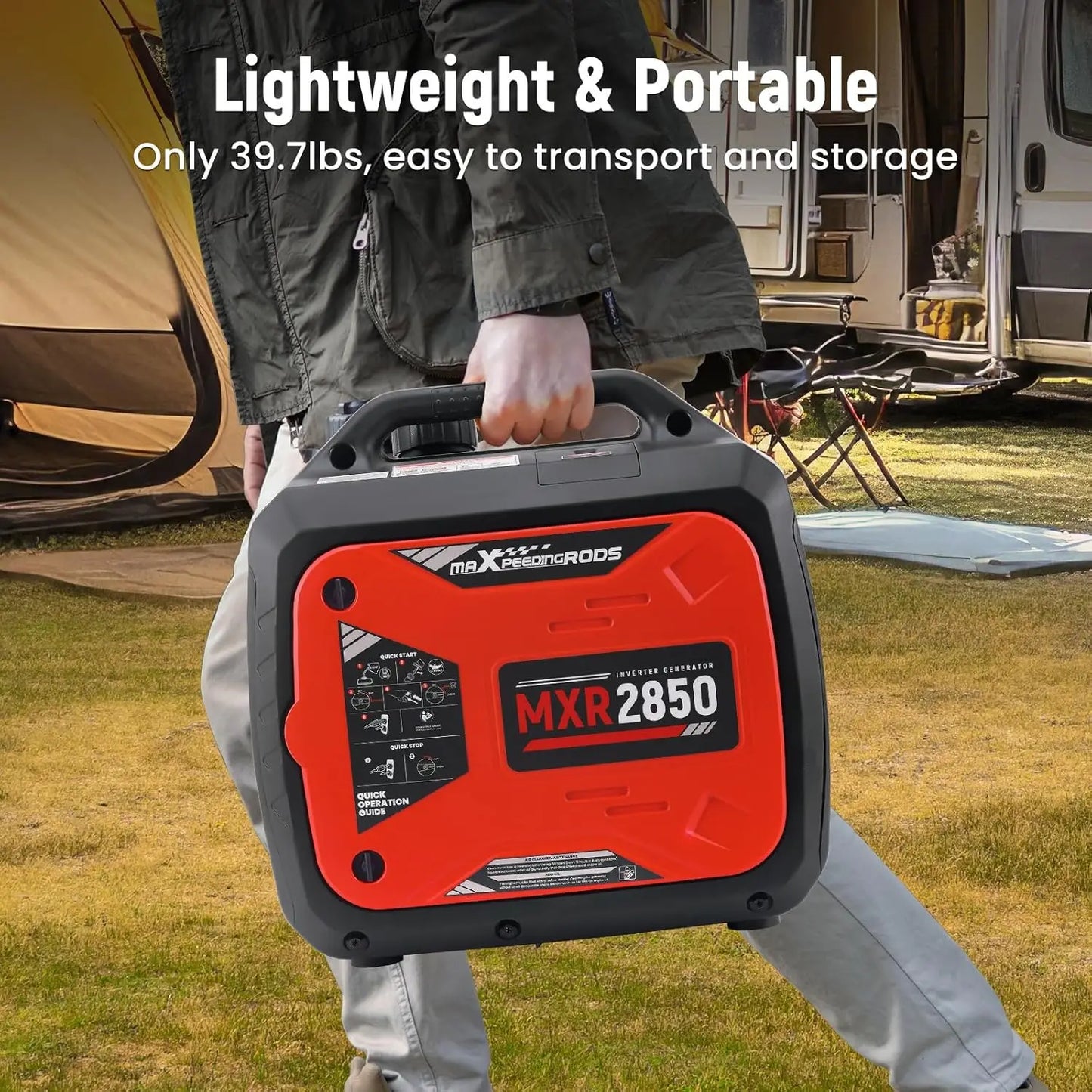 XMSJ 2850 Watt Portable Inverter Generator Gas Powered EPA Compliant CO Alarm Compact Outdoor