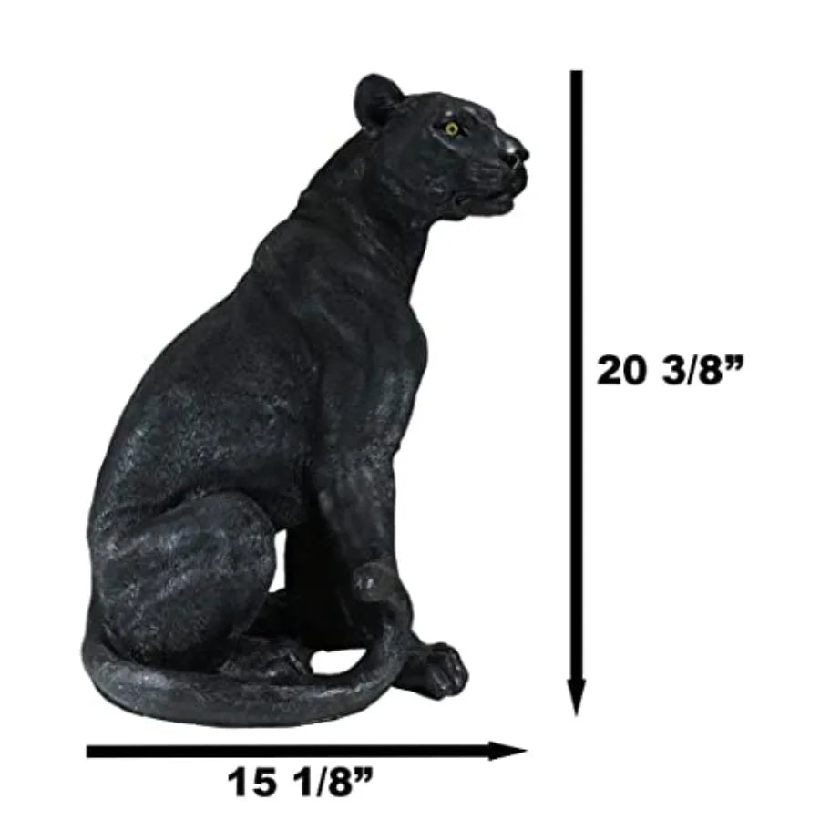 SHXI Realistic Sitting Panther Statue for Home Decor