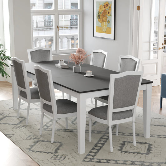 Wavesloop Rustic 7-Piece Extendable Dining Table Set With Chairs