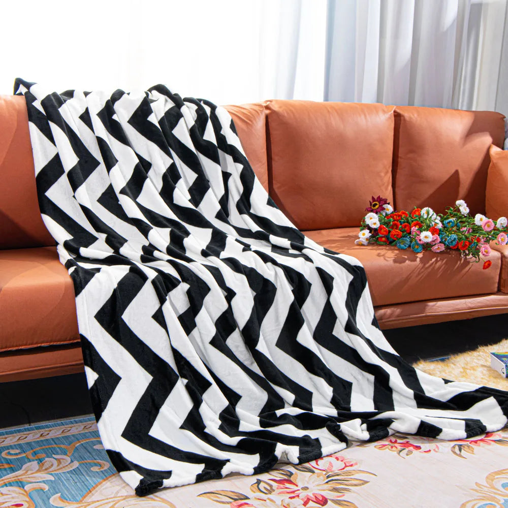 Ntbay Soft Flannel Throw Blanket Chevron Pattern Warm Lightweight