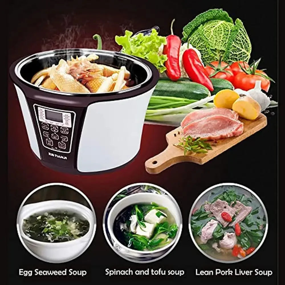 XMSJ 4 In 1 Ceramic Pot Electric Stew With 12 Menus