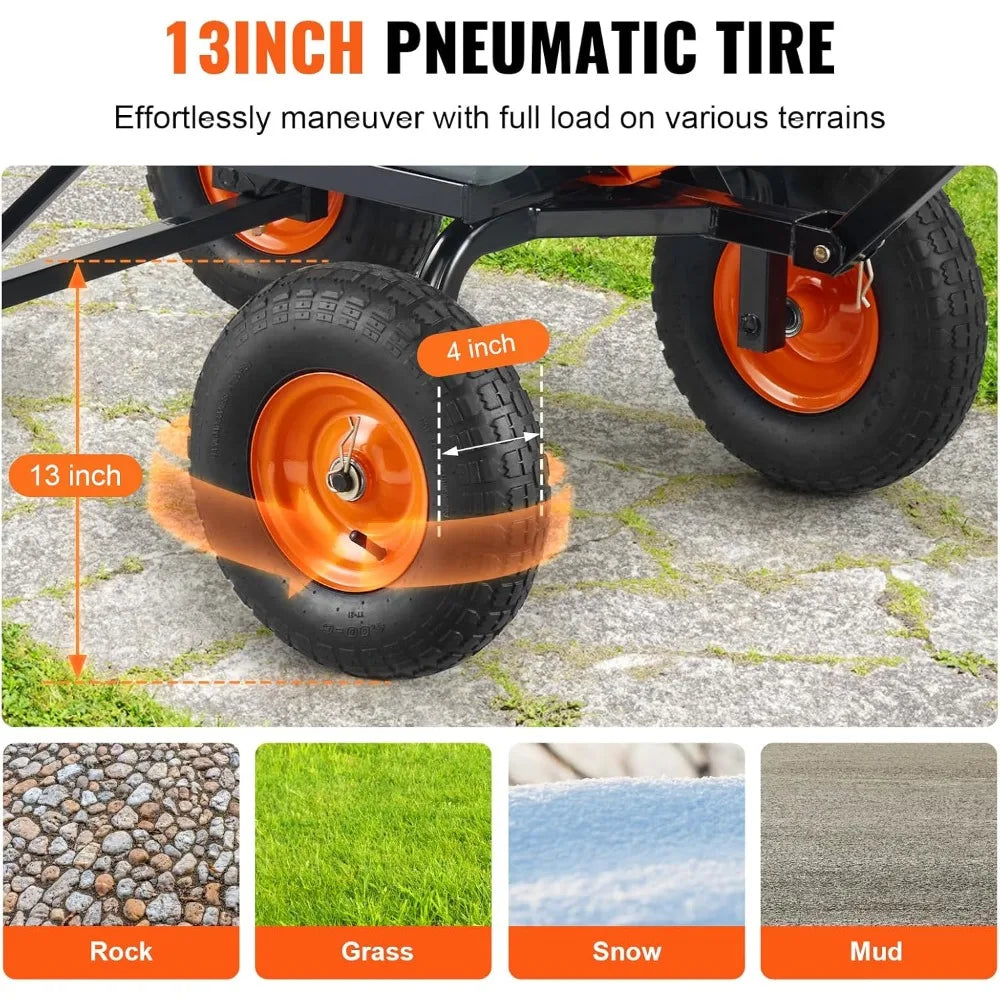 XMSJ VEVOR Garden Tipping Cart With Dual Function Handle