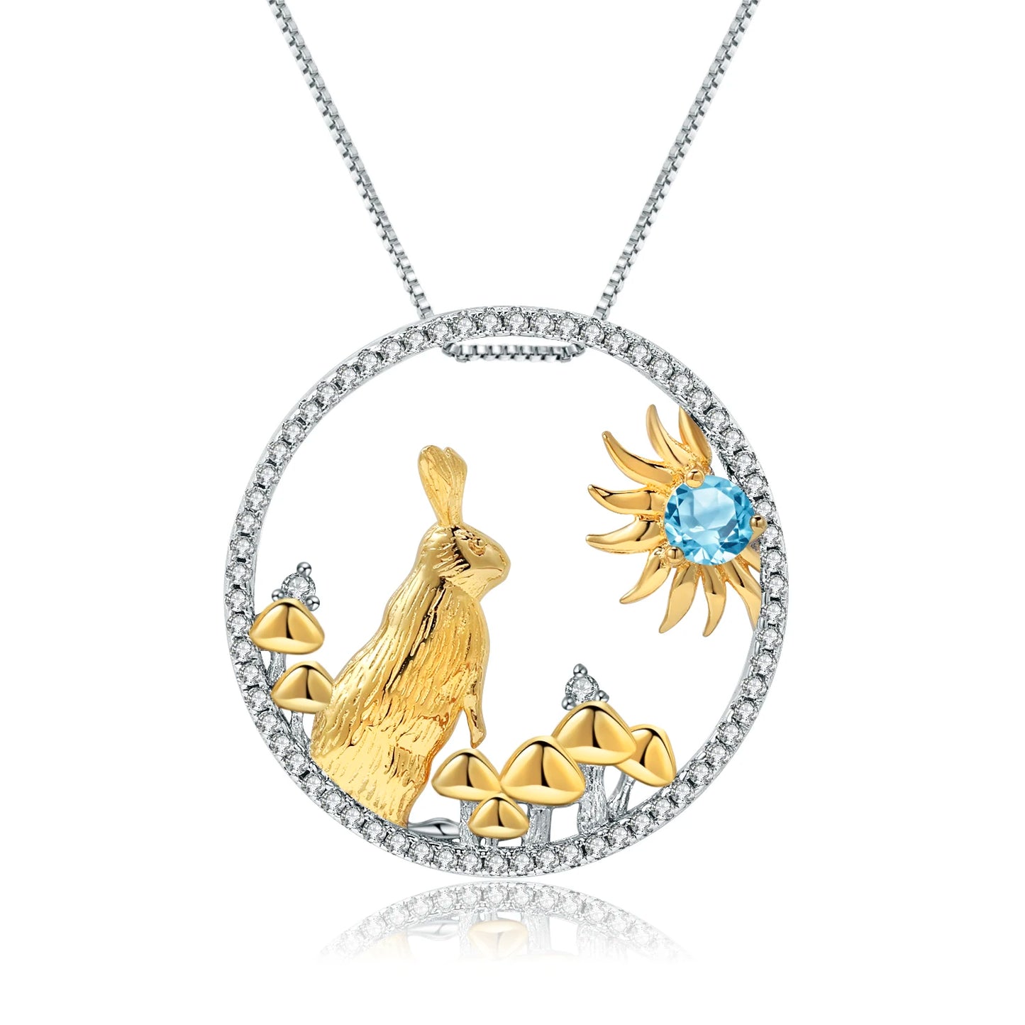 Gem's Ballet 925 Sterling Silver Dragon Pendant Necklace Topaz