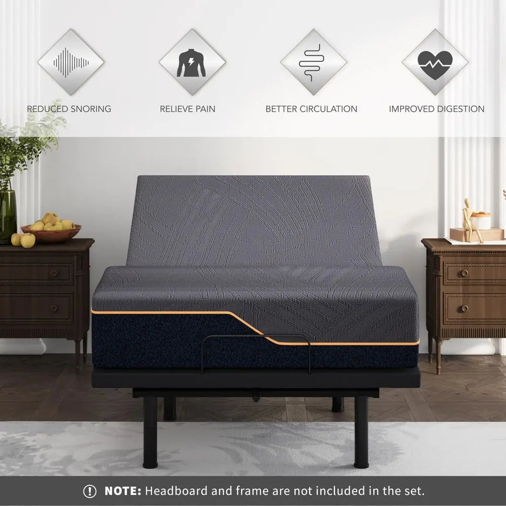 Twin XL Adjustable Bed Frame With CopperGel Memory Foam Mattress