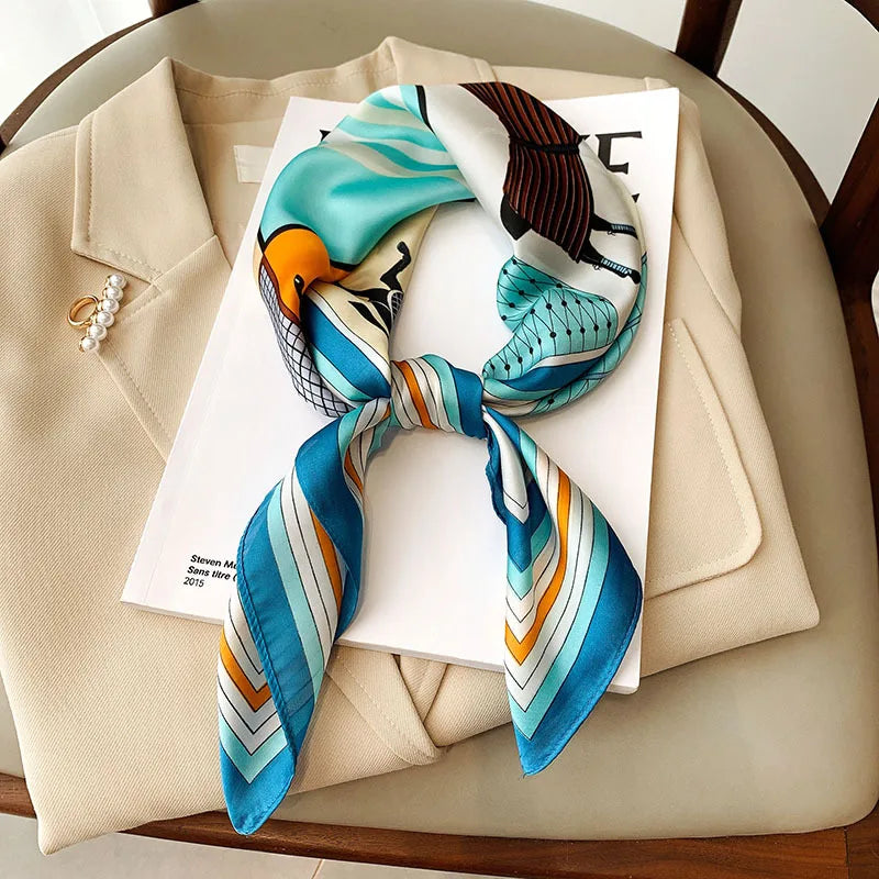 IroJeff Horse Print Silk Square Scarf For Women Elegant