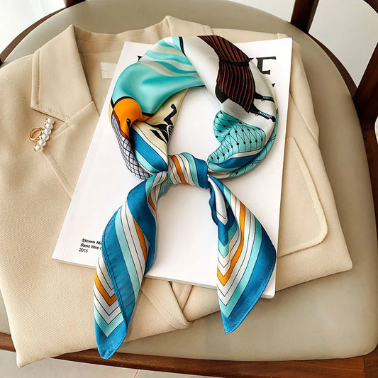 IroJeff Horse Print Silk Square Scarf For Women Elegant