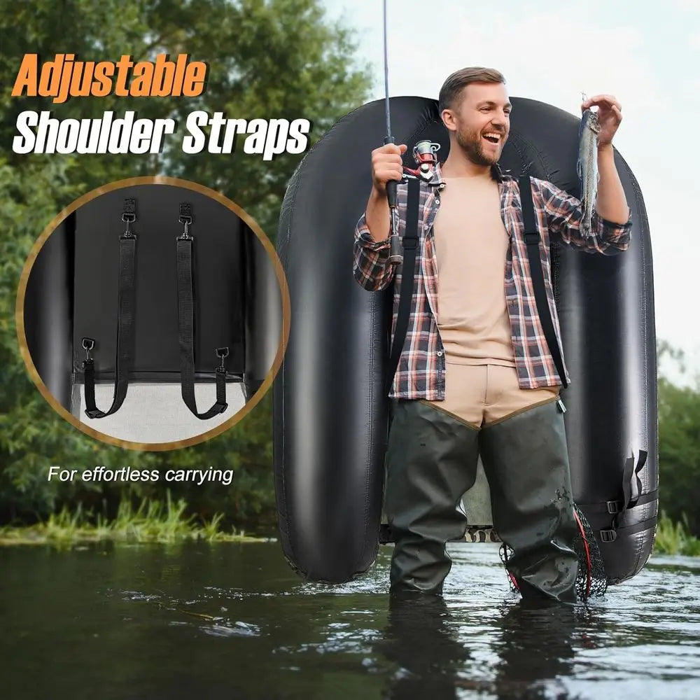 Inflatable Belly Boat With Fish Ruler And Rod Holder Pump