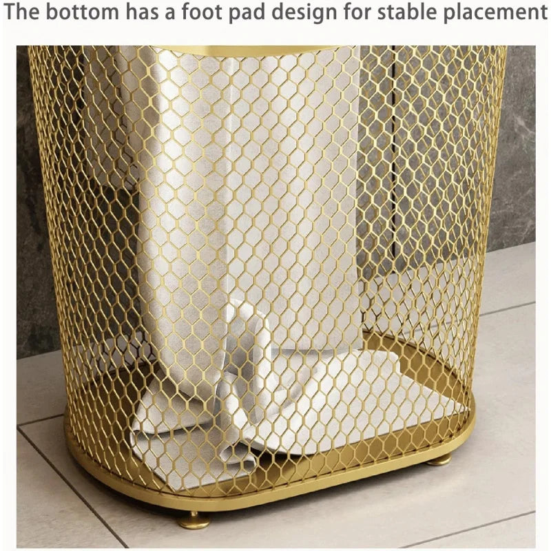 Metal Laundry Hamper With Mesh Basket For Dirty Clothes