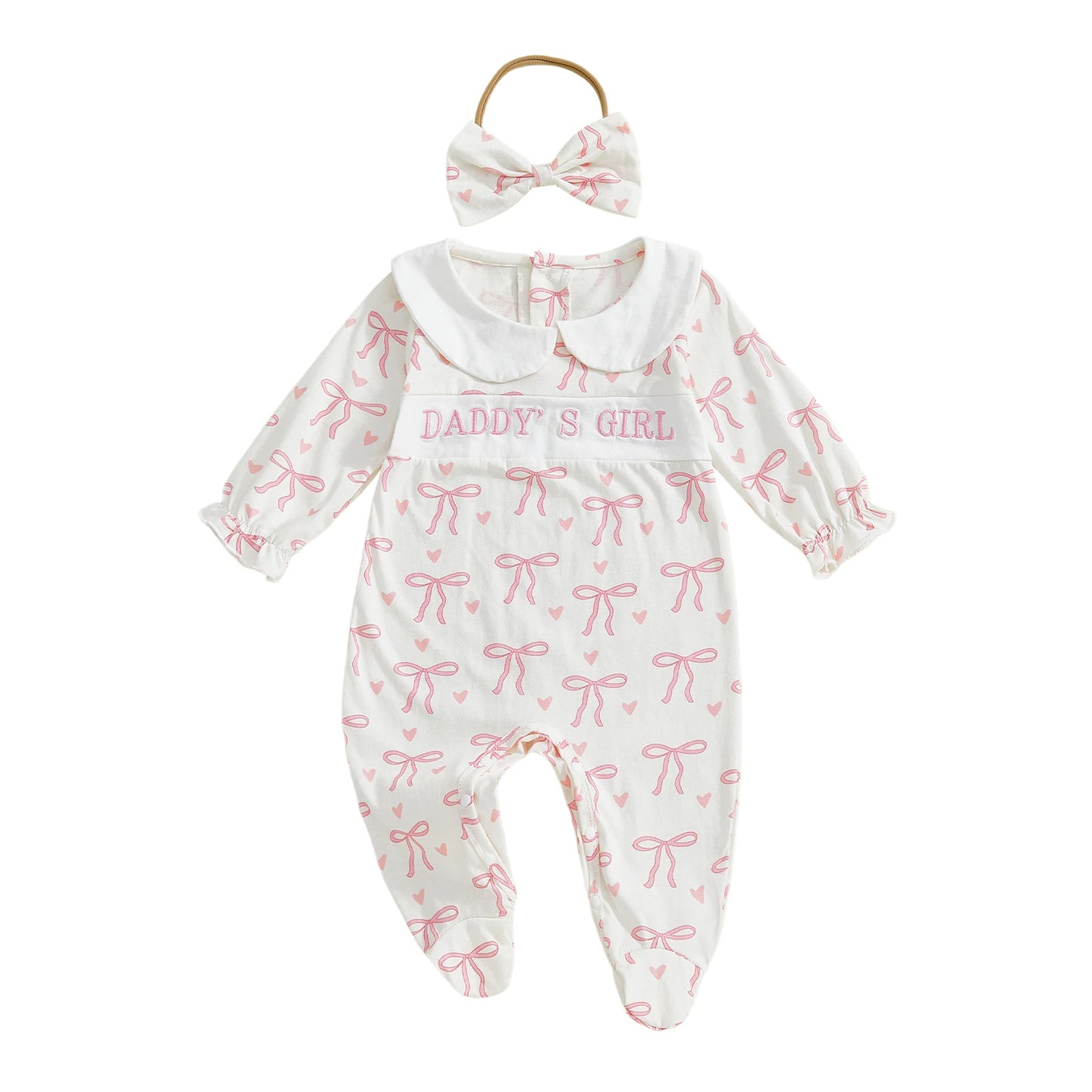 Floral Toddler Girl Ruffle Sleeve Romper With Lace Collar Set
