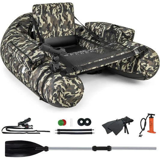 Inflatable Belly Boat With Fish Ruler And Rod Holder Pump