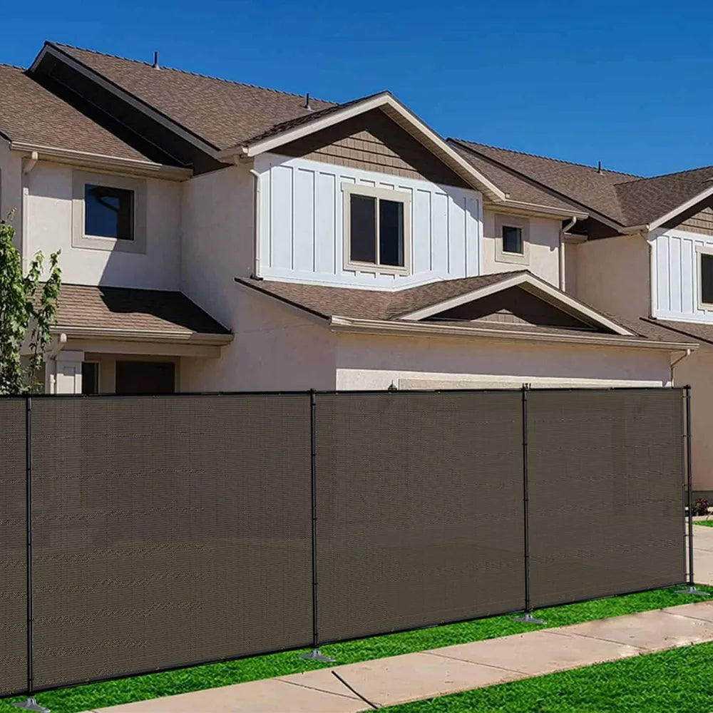 Outdoor Privacy Fence With Iron Poles And Ground Spikes