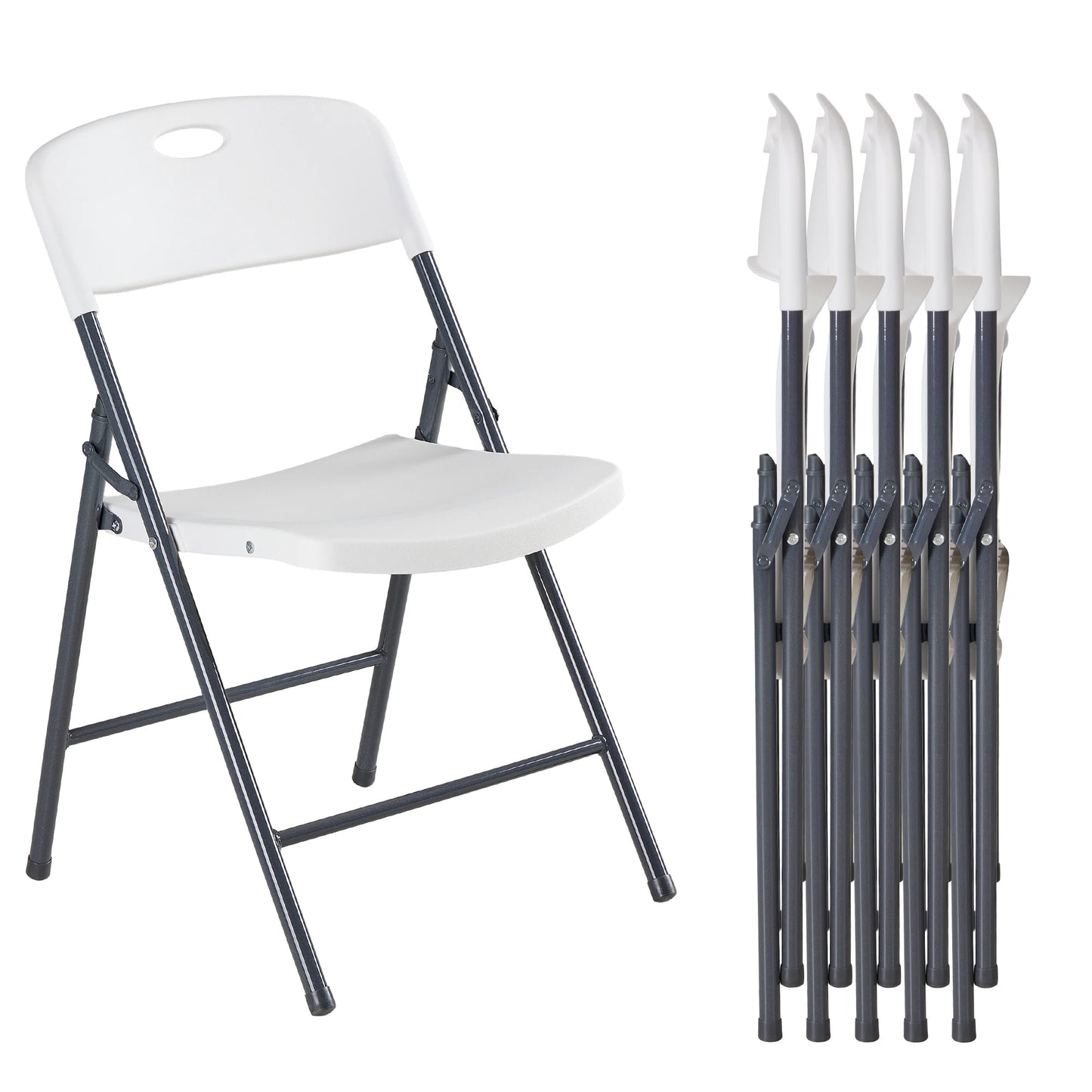 JHK Stackable Folding Chairs Set Heavy Duty Ergonomic Back Support