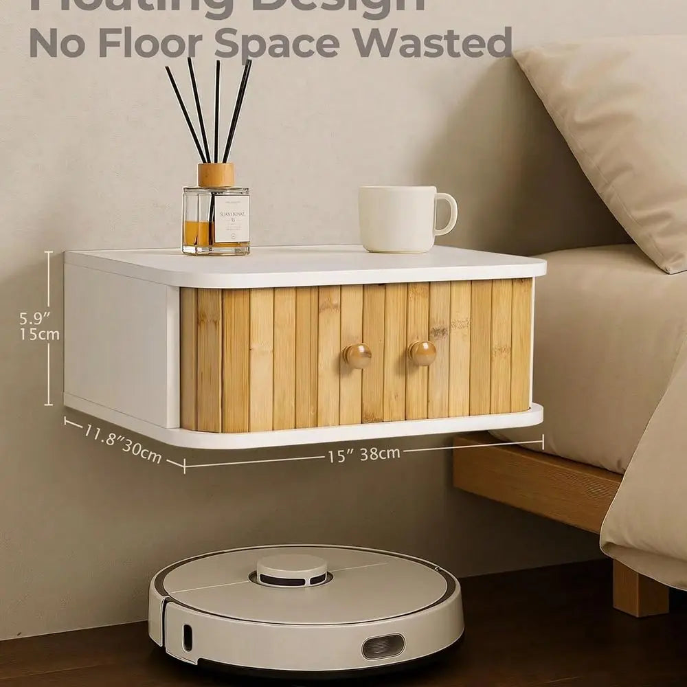 Floating Nightstand Wall Mounted Bedside Table With Drawers