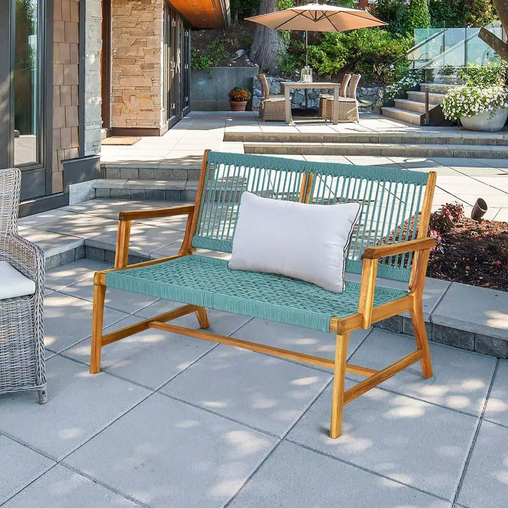 XMSJ Acacia Wood Patio Bench Loveseat