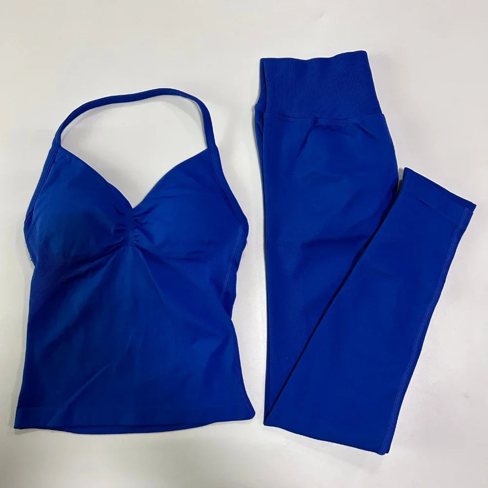 Seamless Gym Set Women Tank Top High Waist Leggings Workout