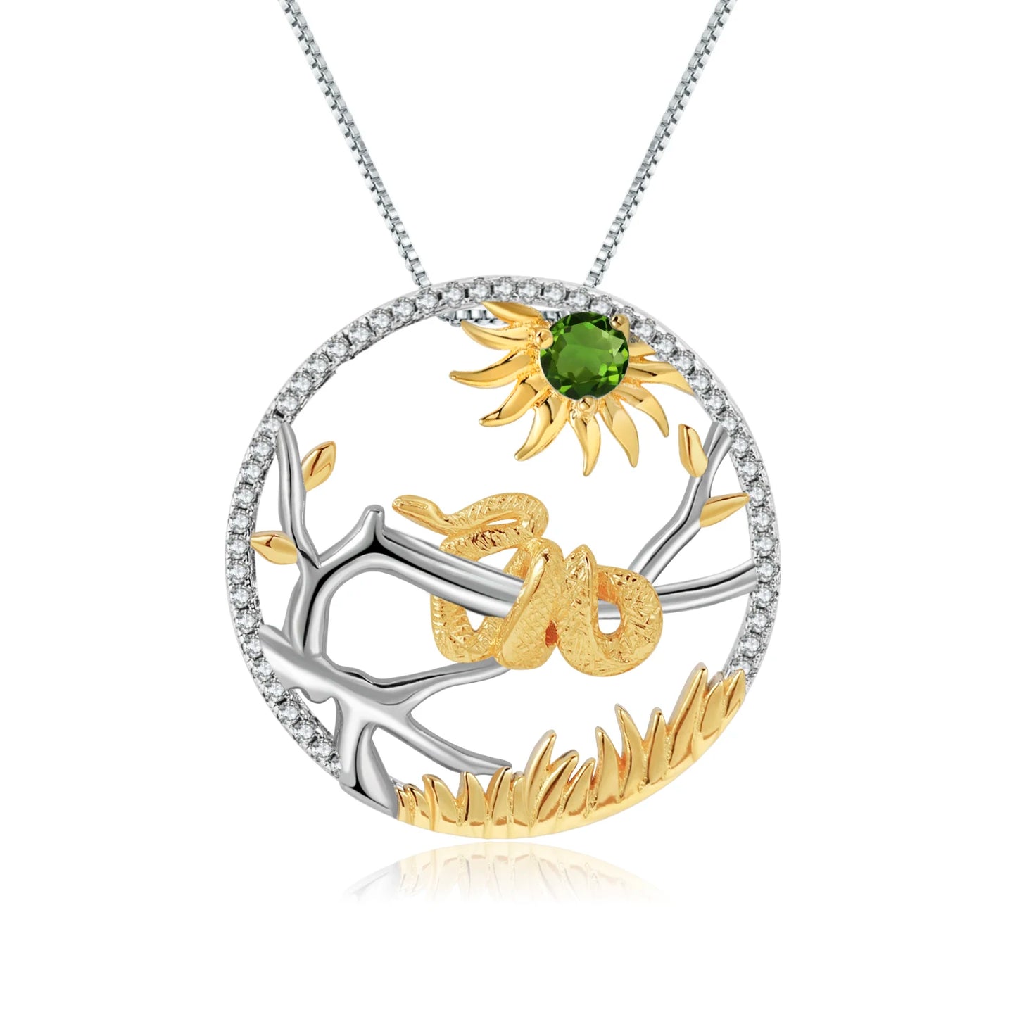 Gem's Ballet 925 Sterling Silver Dragon Pendant Necklace Topaz