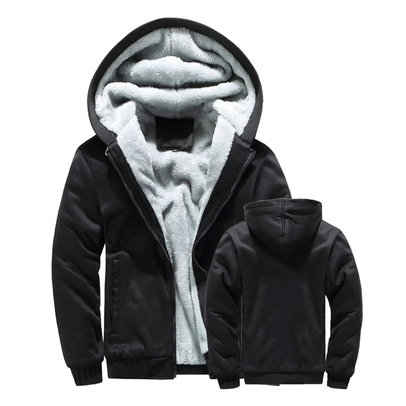 Realxizicn Men Winter Jacket Warm Fleece Hooded Coat Zipper