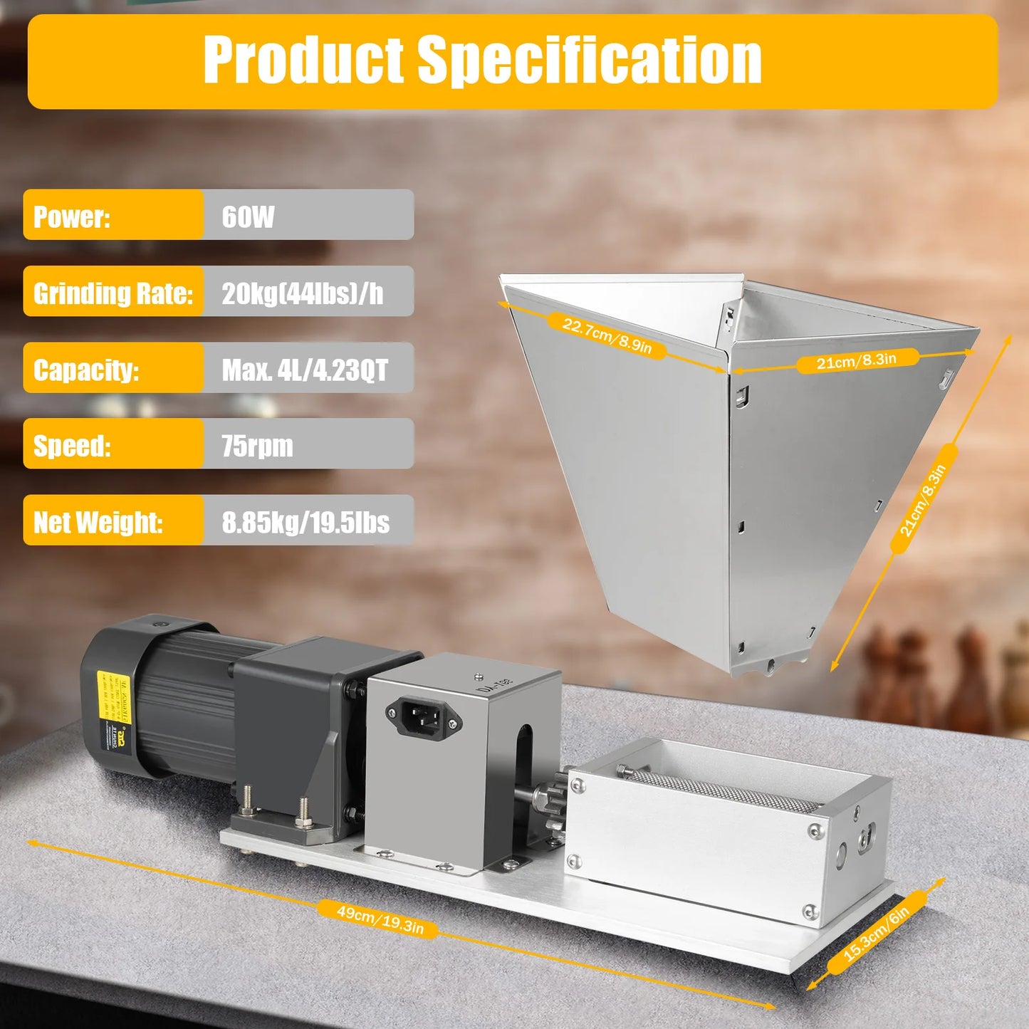 Electric Grain Crusher Stainless Steel Grinder For Corn Wheat 220V
