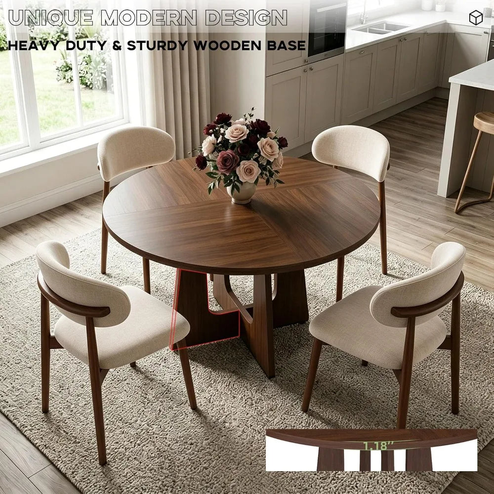 Round Dining Table Set For 4 Compact Space Saving 5Piece