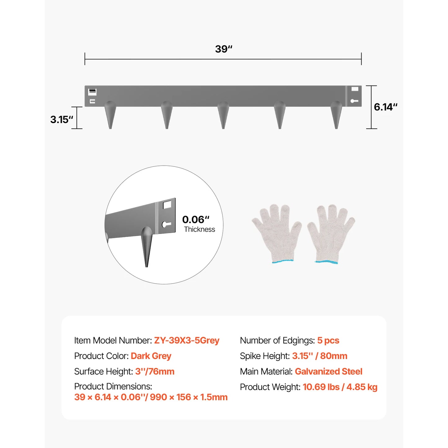Steel Landscape Edging Set Rust-Resistant Bendable Border