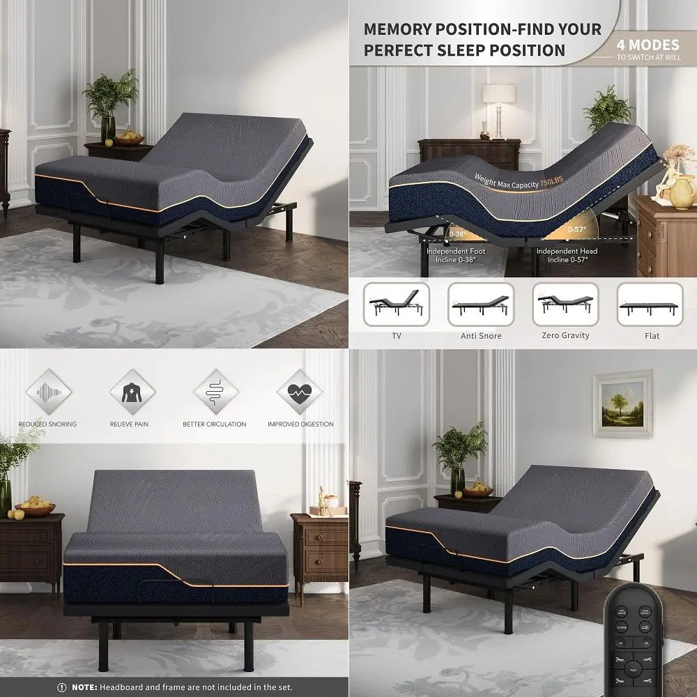 Twin XL Adjustable Bed Frame With CopperGel Mattress