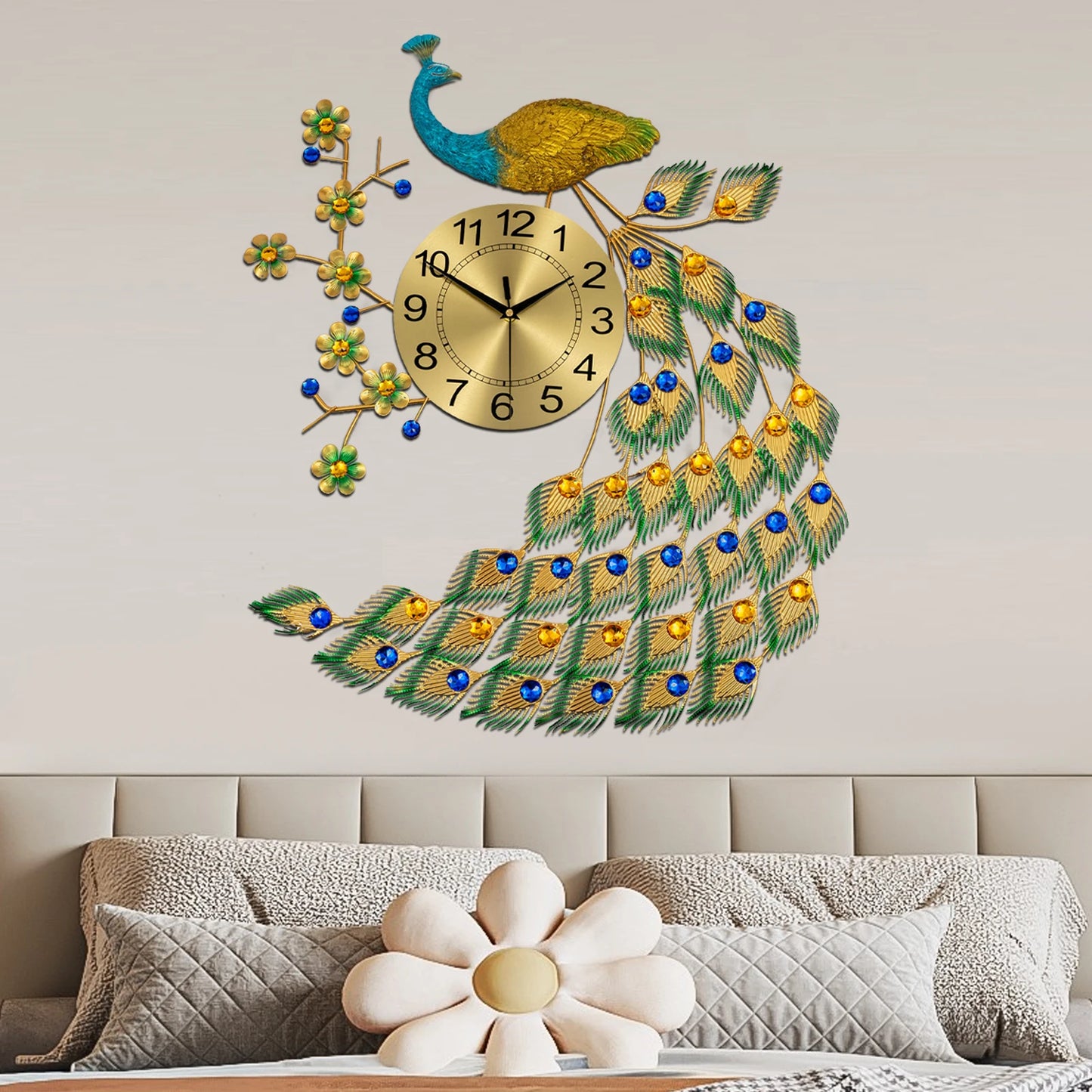 Peacock Digital Wall Clock Modern Art Decor For Living Rooms